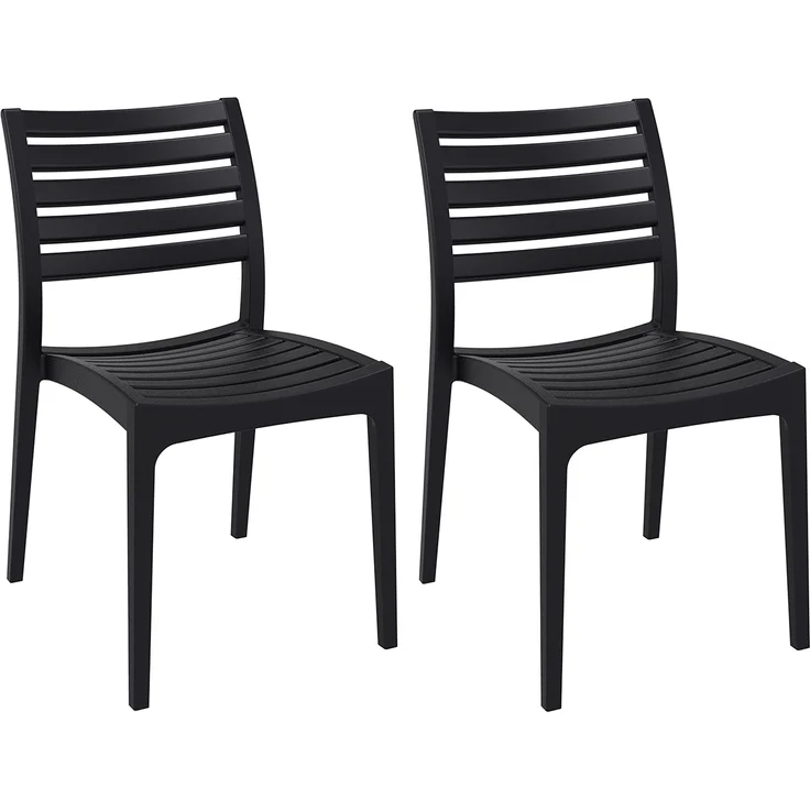 CLP 2er Set Gartenstühle Ares stapelbar und mit modernem Design,schwarz – Bild 2