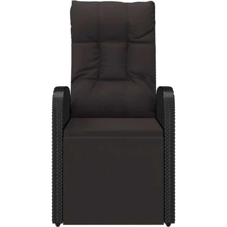 vidaXL Garten-Liegestuhl mit Auflage, Polyrattan, 106 x 69 x 57 cm, Schwarz – Bild 3