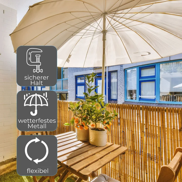 osoltus Sonnenschirmhalter Balkongeländer Klemmsystem Schraube Schwarz – Bild 4