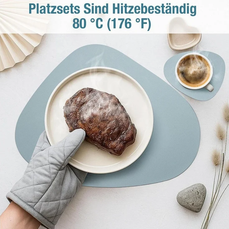 Youyijia Platzset 6er Set Tischset aus Leder-Imitat, Starke rutschfeste – Bild 2