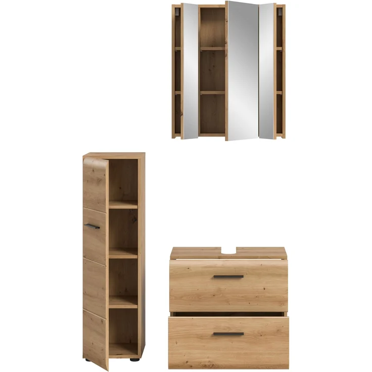 Badkombination (B/H/T: 105x185x30 cm) in Artisan Oak Nachbildung und Artisan Oak Nachbildung – Bild 3