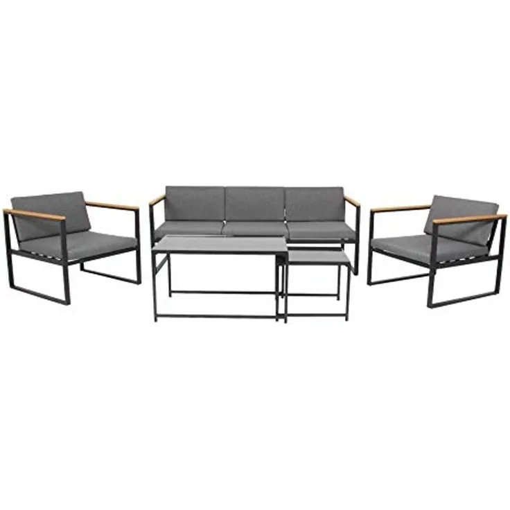acamp Space Lounge Set 5-teilig Stahl verzinkt pulverbeschichtet mit Polywoood Armlehnen 188 x 80 x 67 cm