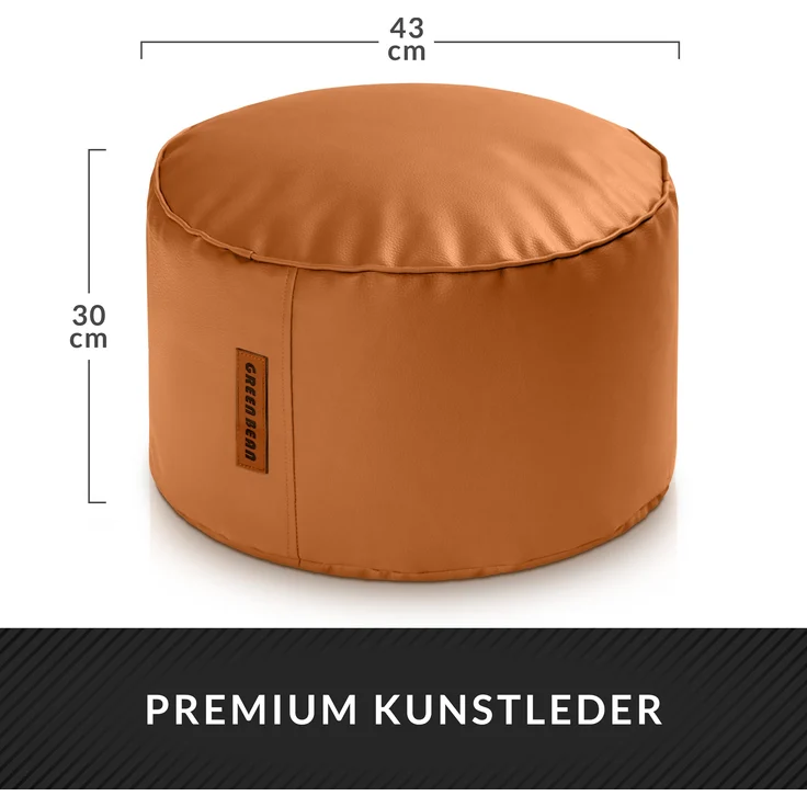 Green Bean® Sitzhocker aus Kunstleder - Pouf mit EPS Perlen Füllung - 43 x 30 cm - perfekte Ergänzung zum Sitzsack - Cognac – Bild 4