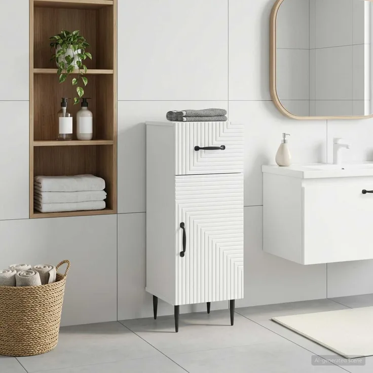 vidaXL Badezimmer Aufbewahrungsschrank HAARLEM Weiß 30 x 31 x 80 cm 896825