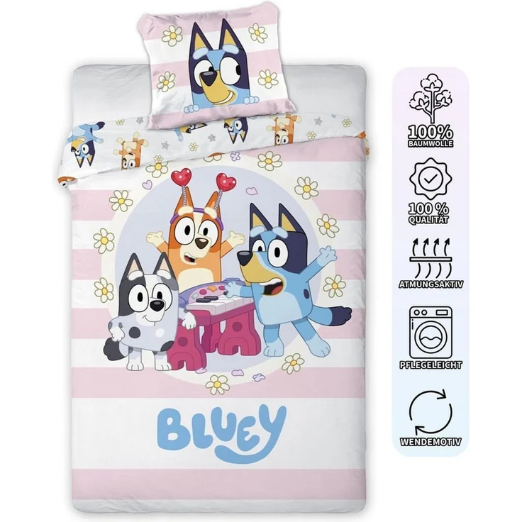Bluey, Bingo & Muffin Baby Bettwäsche Set 2 tlg. 100x135 cm Baumwolle – Bild 3