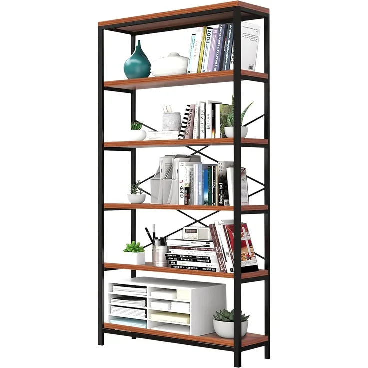 5-stöckiges industrielles Bücherregal, Vintage stehendes Lagerregal, Ausstellungsregale, hohes Bücherregal, industrielle Metall-Bücherregale für Wohnzimmer, Schlafzimmer und Heimbüro