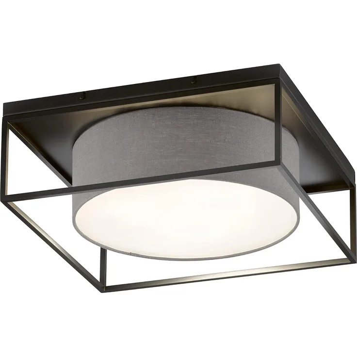 Fischer & Honsel 21330 Deckenleuchte Carre sandschwarz Leinen grau 60cm