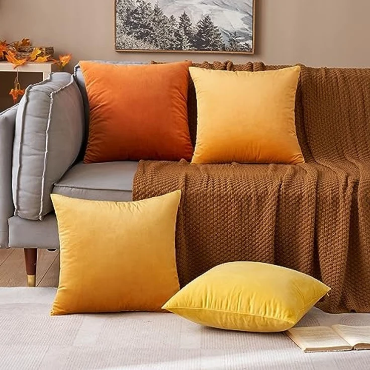 MIULEE 2er Set SAMT Kissenbezug Kissenhülle Dekorative Dekokissen Sofakissen Lendenkissen Wurfkissenbezug mit Verstecktem Reißverschluss Sofa Schlafzimmer 12x20 Inch 30x50 cm Orange – Bild 5