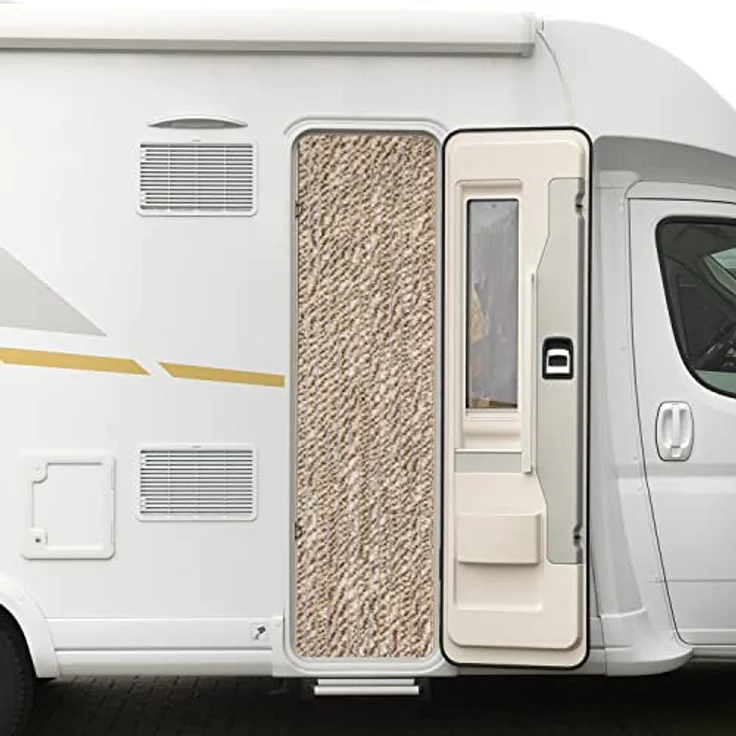 Moritz Flauschvorhang aus Chenille 56 x 185 cm braun grau meliert Türvorhang als Fliegenschutz Insektenschutz für Camping Wohnwagen – Bild 2