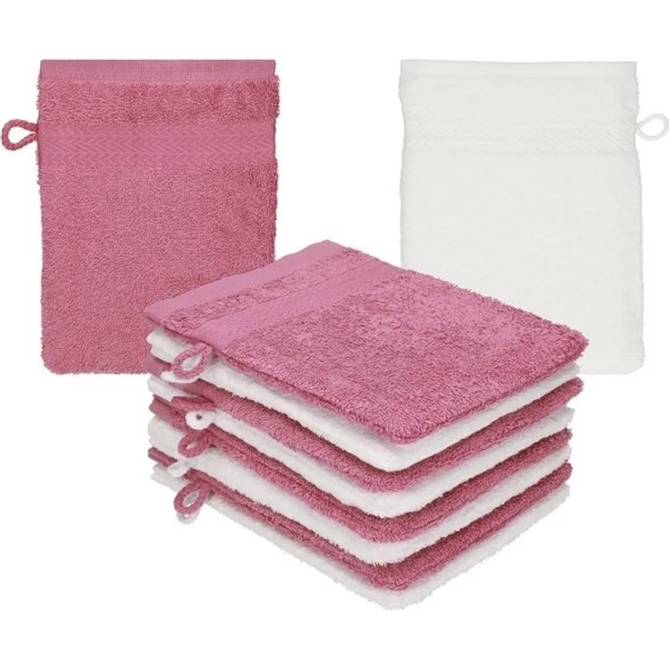 Betz Waschhandschuh 10 Stück Waschhandschuhe Premium 100% Baumwolle Waschlappen Set 16x21 cm Farbe Beere - weiß (10-tlg) – Bild 3