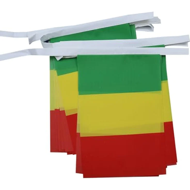 AZ FLAG - Fahnenkette Guinea 6 Meter Mit 20 Flaggen - 21x14 cm - Guineische Girlande Flaggenkette 14 x 21 Cm – Bild 1