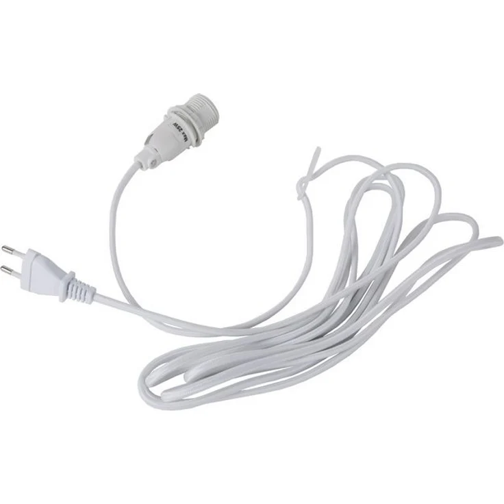 Lampenfassung E14 -Lacy mit Stecker, weiß, Textilkabel, 350cm – Bild 3