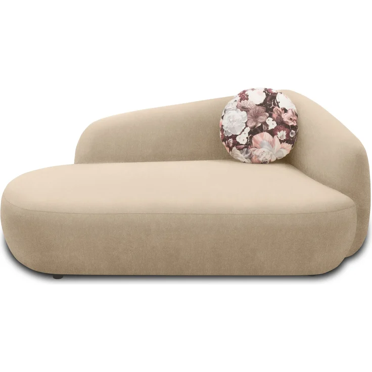 DOMO. collection Recamiere 700013, Liege mit Zierkissen, oval, Füße mit Filzgleitern, Chaiselongue, Sofa, Polstergarnitur, 183 x 105 x 75 (BxTxH), beige – Bild 2