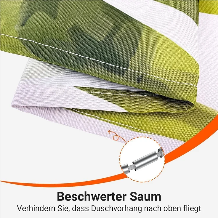 Duschvorhang 240x200cm Blätter Muster, Wasserabweisend, Waschbar Polyester – Bild 6