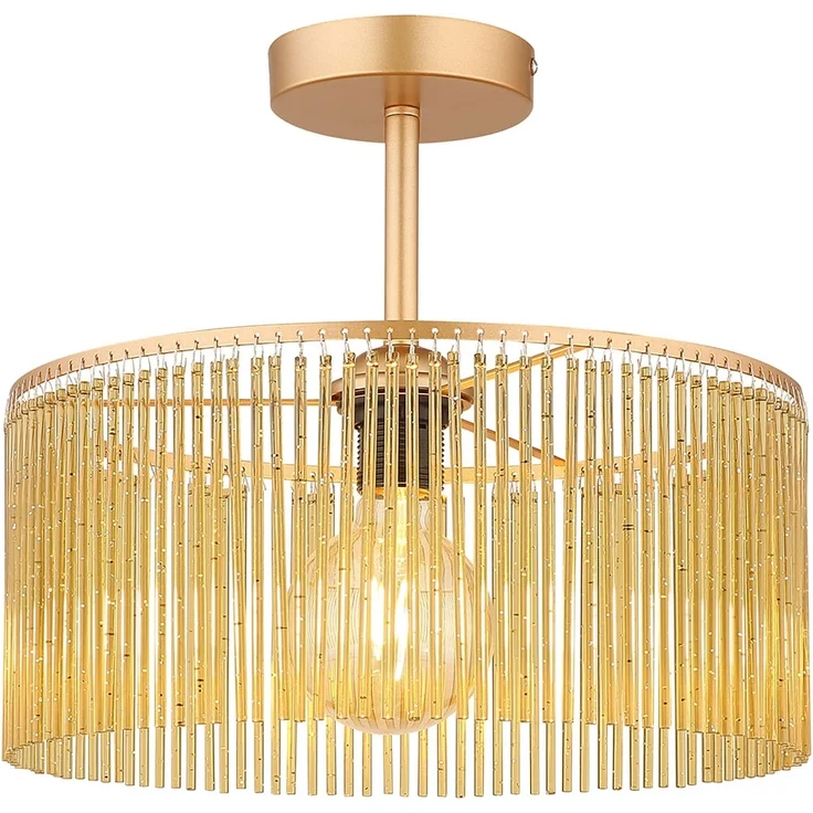 Deckenleuchte, goldfarben, Acrylstäbe amber, H 32 cm – Bild 1