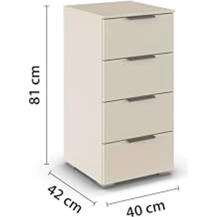 Rauch Möbel Nachtschrank Alabama, Champagner, Holzwerkstoff, 4 Schubladen, 40x81x42 cm, Blauer Engel, Made in Germany – Bild 3