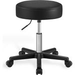 Songmics Drehhocker auf Rollen, höhenverstellbarer Rollhocker, 46-58 cm, mit Kunstleder bezogener Sitz, Arbeitshocker für Kosmetikstudios, Friseursalons, Büros, Praxen, schwarz, LJB61B