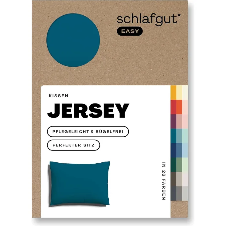 Schlafgut Kissenbezug EASY JERSEY Kissenhülle 100% Baumwolle, weicher Edel-Jersey, bügelfrei, (1 Stück), mit farblich angepasstem Reißverschluss, pflegeleicht, formstabil