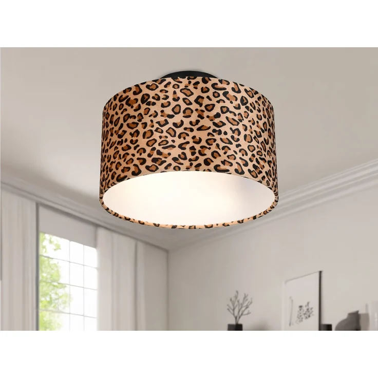 LED Deckenleuchte mit Stoffschirm Leopardenmuster, Ø 30cm – Bild 1