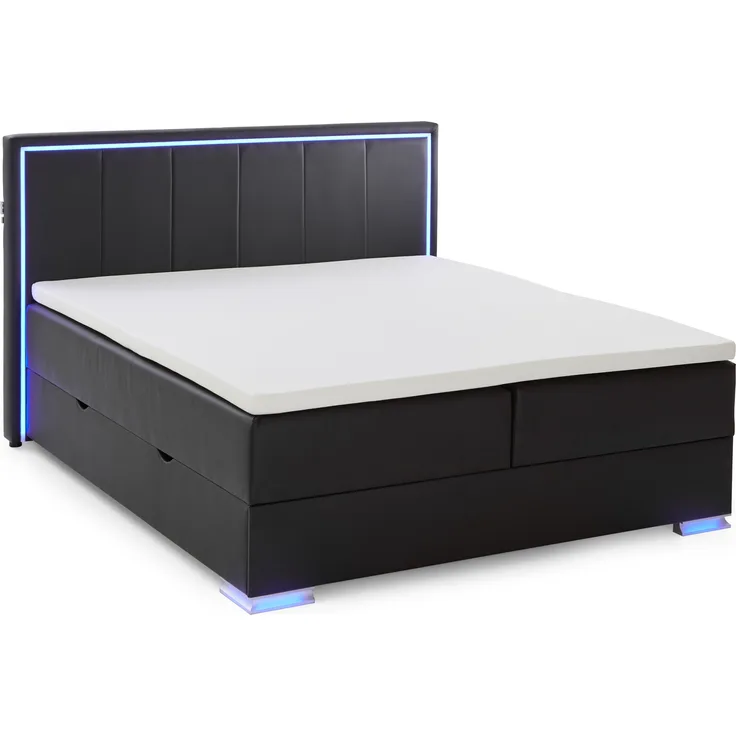 Colorado II Boxspringbett schwarz Kunstleder 209cm x 191cm x 121cm