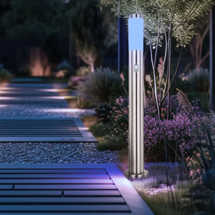 Smart RGB LED Stehleuchte, silber, Bewegungsmelder – Bild 4