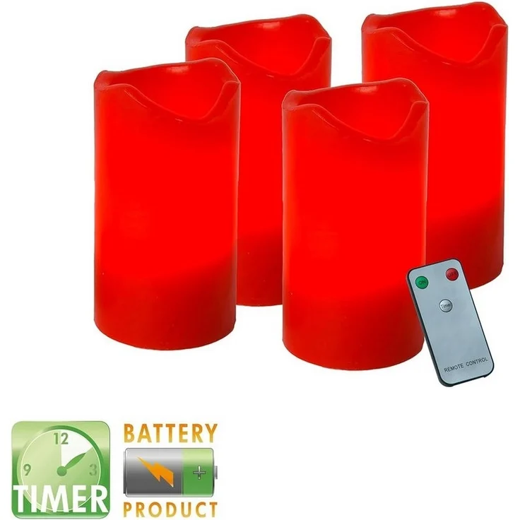 4er-Set LED Adventskerzen mit Timer, Fernbedienung – Bild 3