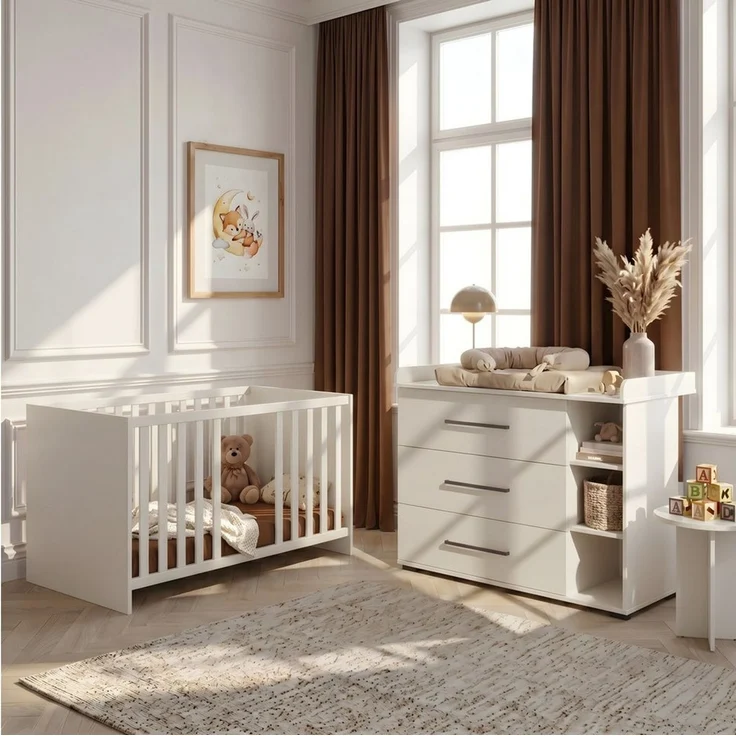 arthur berndt Babybett Essentials, Made in Germany, mit Schlupfsprossen,Mitwachsend, 4x höhenverstellbar – Bild 4
