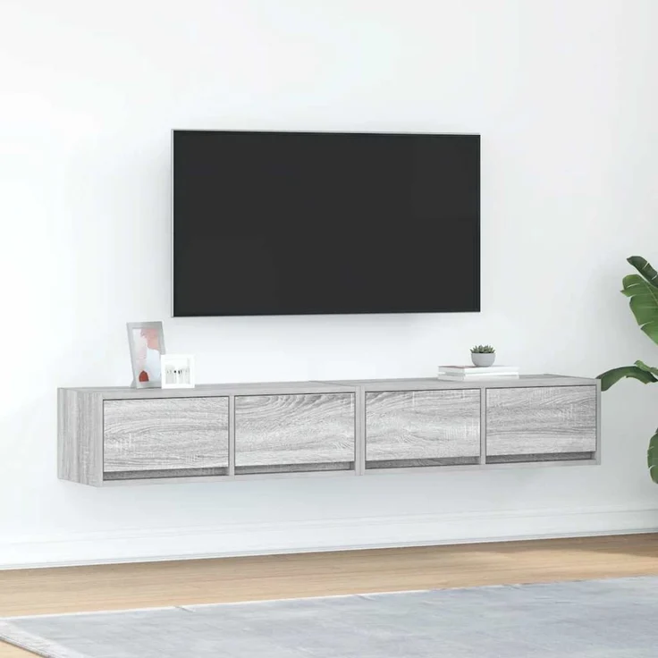 2 pcs TV-Schrank, Lowboard Grau Sonoma 80x31x25,5 cm Holzwerkstoff – Bild 1