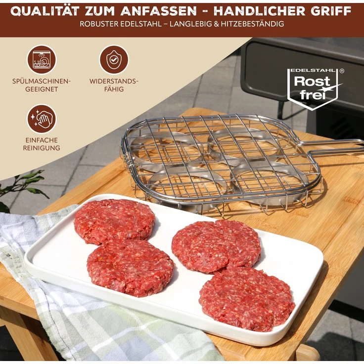 bremermann Grillguthalter Burger-Grillhalter für 4 Burger Patties // ca. 57 x 26 cm – Bild 5