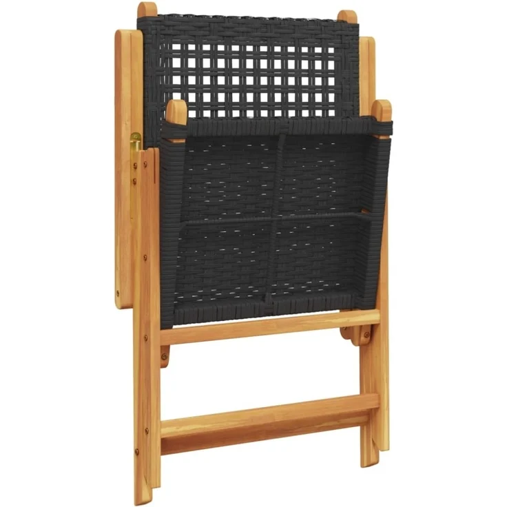 vidaXL Gartenstühle 2 Stk. Schwarz Massivholz Akazie und Poly Rattan 367651 – Bild 6