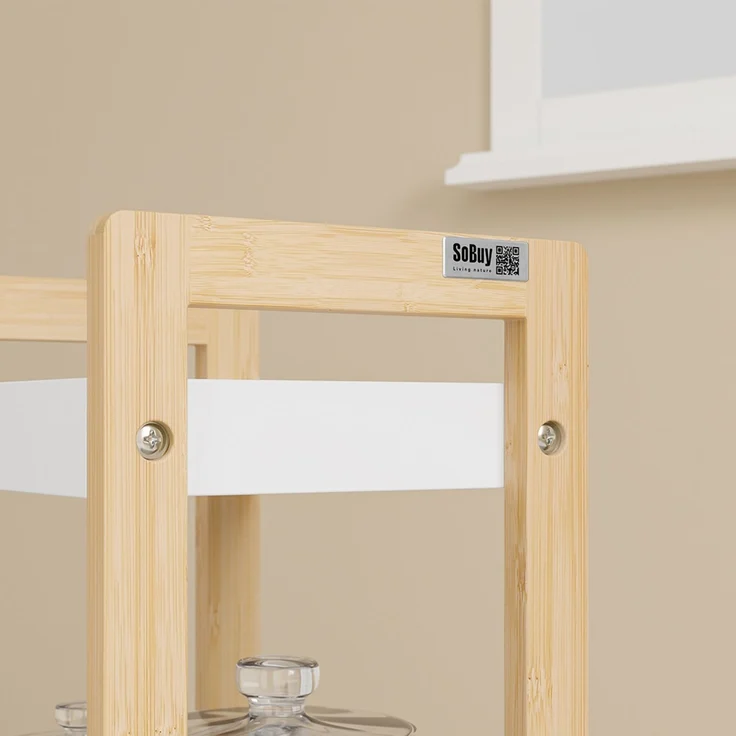 SoBuy FRG226-H-WN Badezimmerregal, MDF, Lackiert, Weiß, 28 x 90 x 20 cm – Bild 9