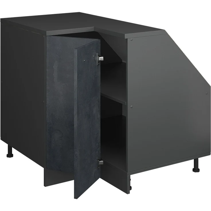 Eck-Küchenschrank für Dachschrägen R-Line Schwarz Beton 75.6 cm mit 1 Tür, Schrankkorpus 60 cm Tiefe Vicco – Bild 3