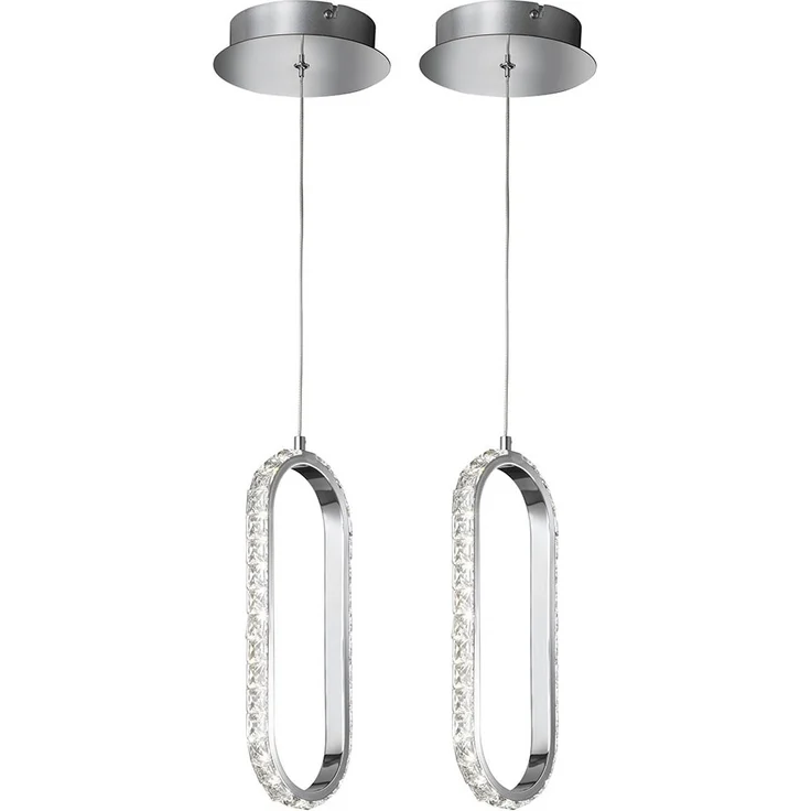 2er Set LED Hängeleuchte, Chrom, verstellbar, Dimmbar, H 150cm – Bild 1