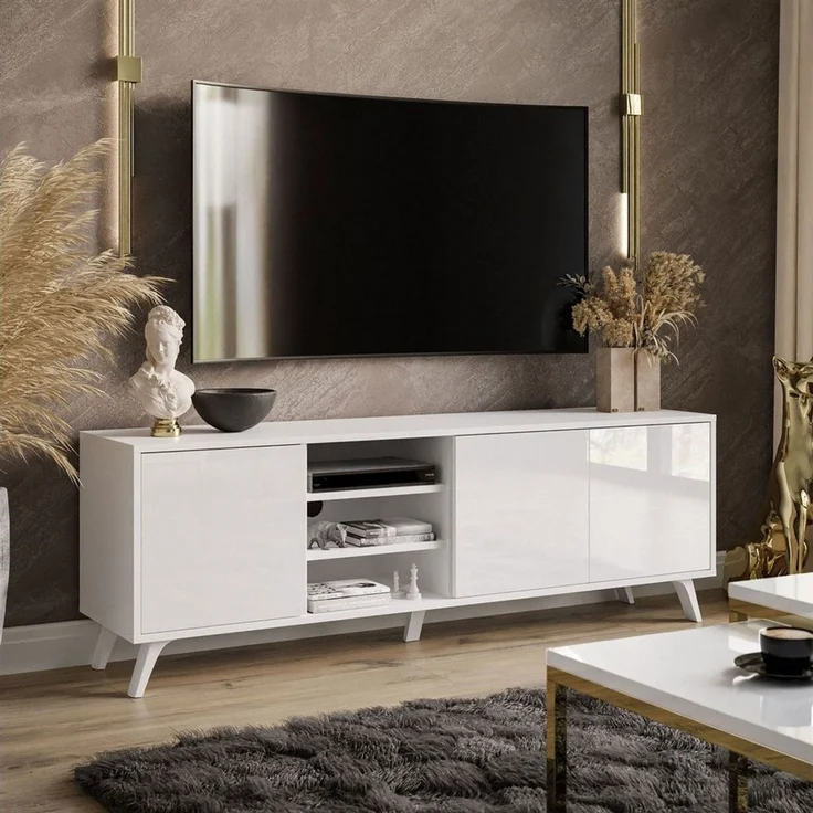 Lookway TV-Schrank SANAYI auf Beinen mit Ablagefächern 156x38x54 cm – Bild 3