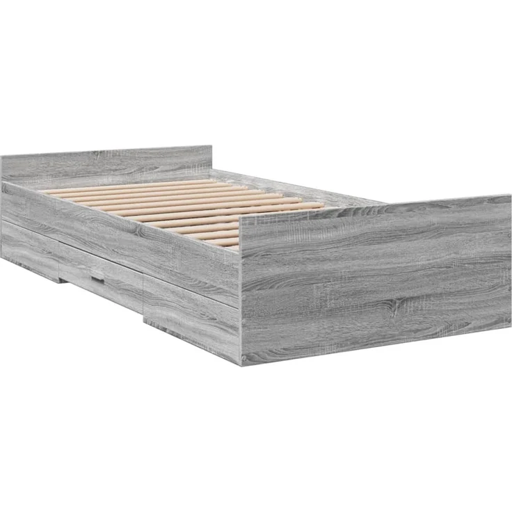 vidaXL Bettgestell mit Schubladen Grau Sonoma 75x190 cm Holzwerkstoff 3280354 – Bild 6