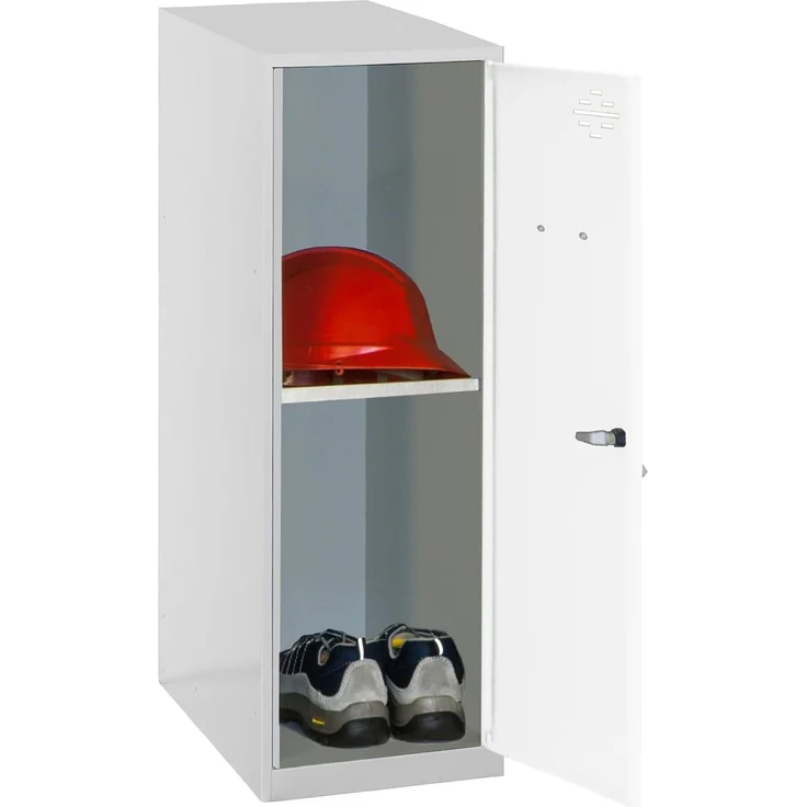 Simon Rack Simonlocker Kommode, klein, 915 x 300 x 500 mm, Amario aus Metall, inkl. Schlüssel, Grau/Weiß