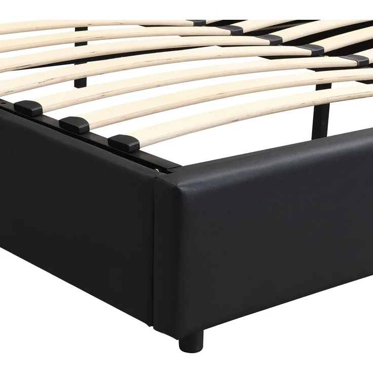 Polsterbett 180×200 cm aus Kunstleder mit USB-Anschluss und kabelloser Ladefunktion, schwarz – Bild 10