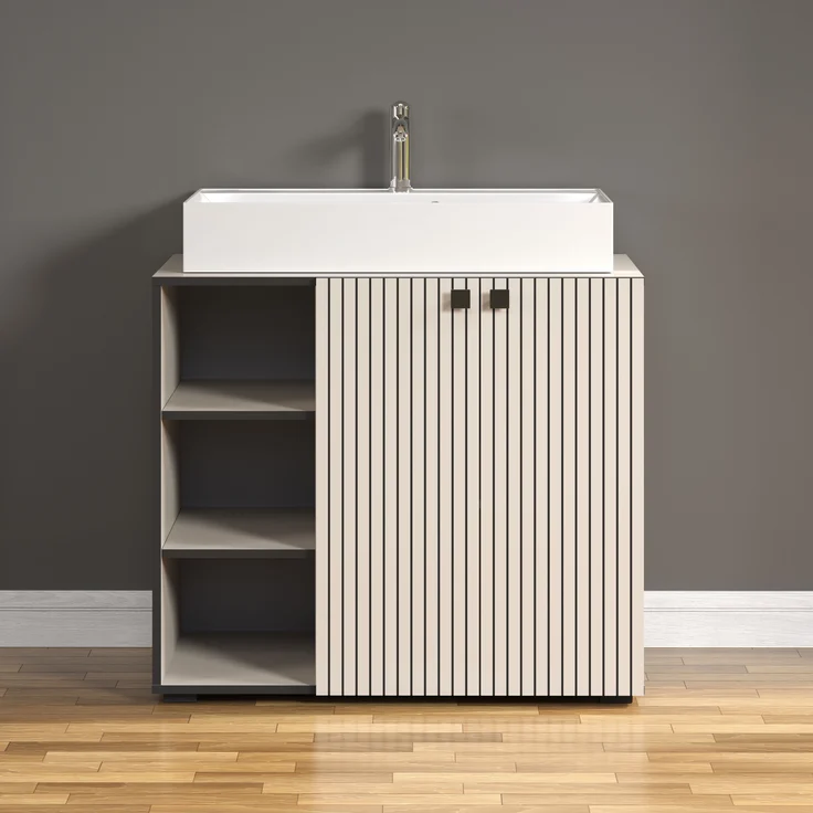 Waschtisch Bliss in grau inklusive Waschbecken 90 cm – Bild 3