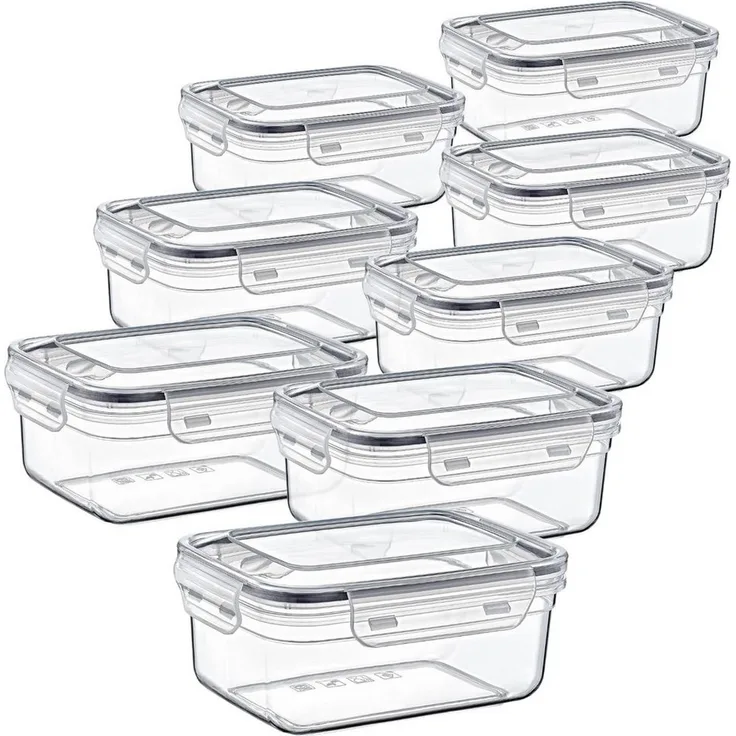 Centi Frischhaltedose Gefrierdose mit Deckel 0,8L, Kunststoff, (8er-Set), mit Clipverschluss