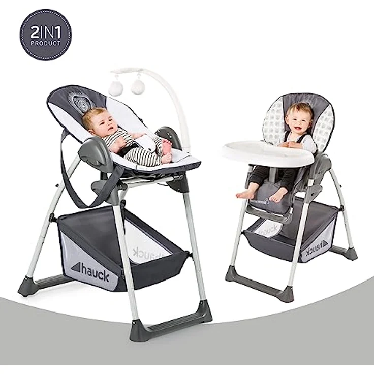 Hauck Disney Baby & Kinder Hochstuhl Sit N Relax, Set inkl. Höhenverstellbares Gestell mit Räder und Korb, Babyliege mit Spielbogen und Kindersitz mit Tablett, Klappbar, Mickey Cool Vibes Grau – Bild 3