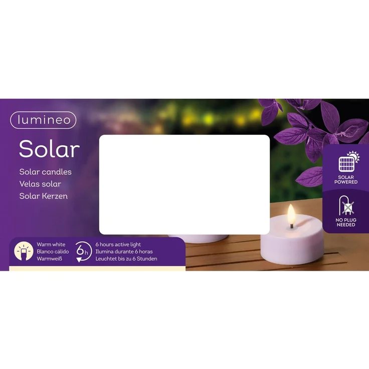 Lumineo LED-Teelichter, Dauerlicht, warmweiß, Solar LED Teelicht 7x3cm Outdoor Kunststoff 2 Stk. Helllila / Warmweiß – Bild 3