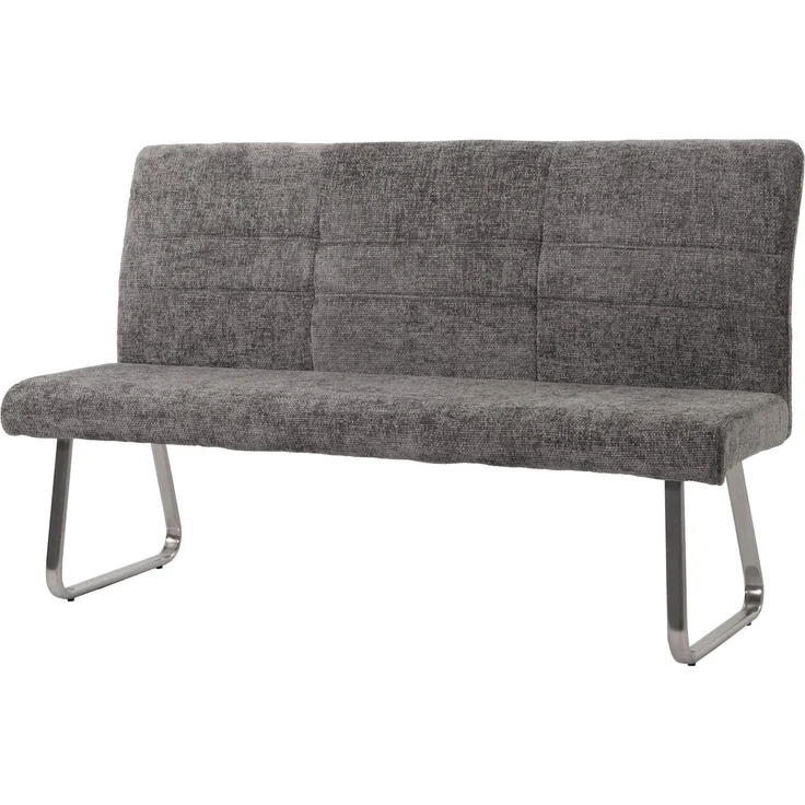 Sitzbank HWC-G55, Esszimmerbank Bank, Edelstahl gebürstet Stoff/Textil Chenille Öko-Tex, 180cm ~ dunkelgrau – Bild 10
