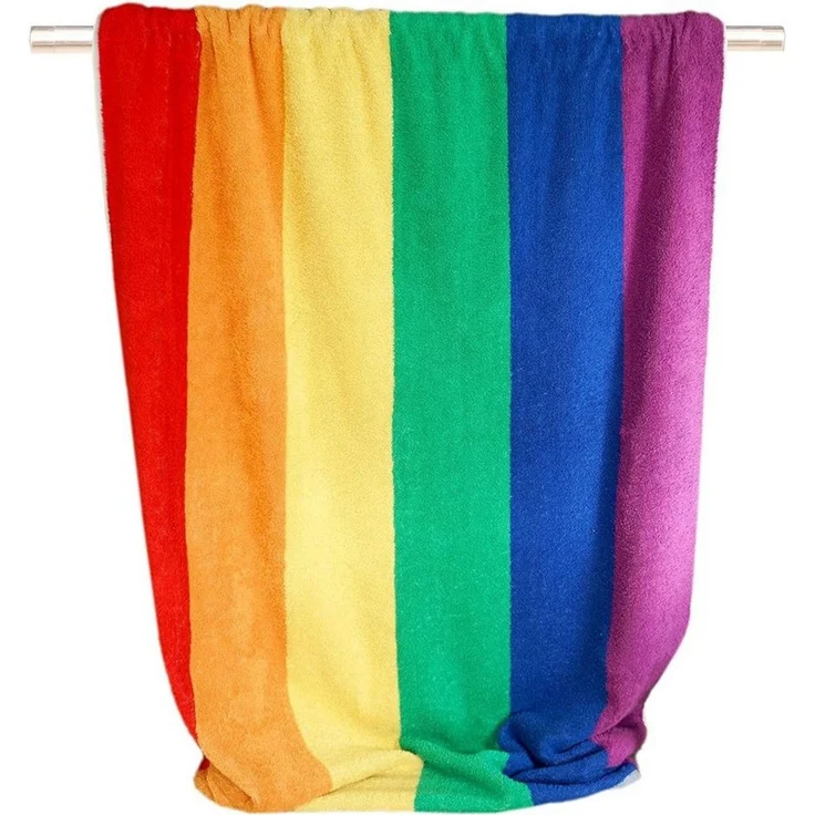 Lashuma Badetuch Regenbogen, Frottee (1-St), gestreiftes Strandtuch Frottee bunt 90x180 cm – Bild 3