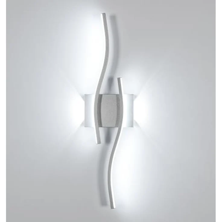 Goeco LED Wandleuchte Innen, 20W 59CM LED Wandlampe Silbern 2 Fimmig 6500K kaltweißes Licht, Modern Lange Lampen Wandleuchtung aus Acryl für Flur Treppenhaus Wohnzimmer Schlafzimmer Flur – Bild 9