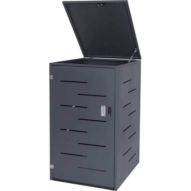 Mülltonnenverkleidung HWC-E83, Mülltonnenbox Mülltonnenabdeckung, erweiterbar 117x66x80cm ~ anthrazit, Stahl 33kg – Bild 1