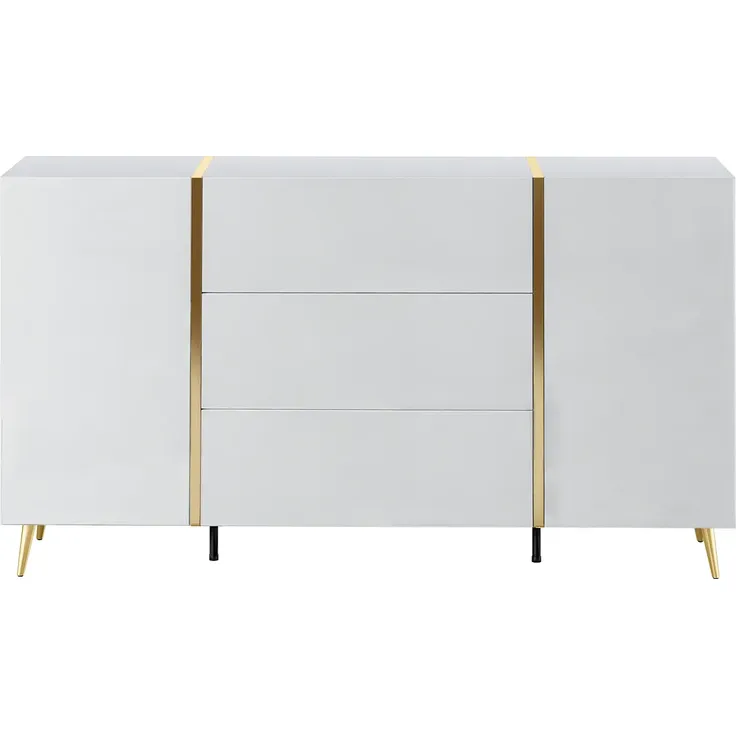 Vente-unique - MARZIALO Sideboard Holz, Platte WeißGoldfarben - B 41 cm x H 87,2 cm x L 158 cm – Bild 3