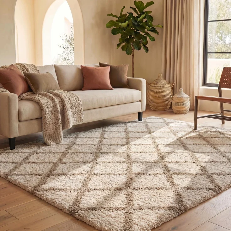 Safavieh Zottelig Teppich für Wohnzimmer, Esszimmer, Schlafzimmer - Dallas Shag Collection, Hoher Flor, Meeresschaum und Elfenbein, 91 X 152 cm