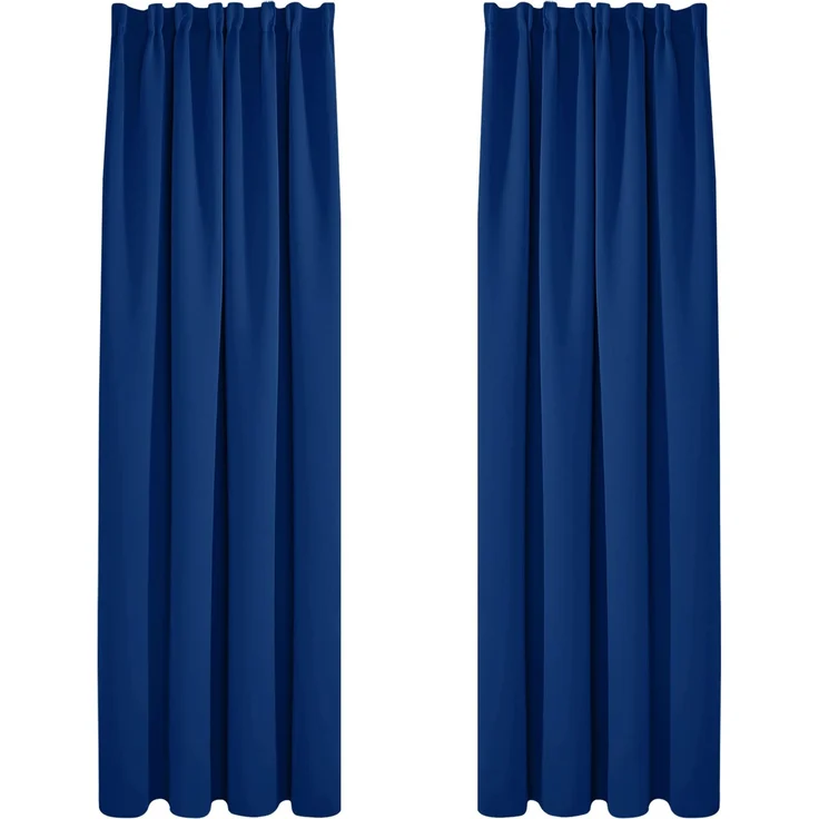 Deconovo Blickdichte Vorhänge mit Kräuselband Gardinen UV-Schutz Königsblau | 2er Set, H 220 x B 140 cm, Thermogardine, Wohnzimmer und Schlafzimmer Gardinen, für Thermal Curtains, Übergardinen