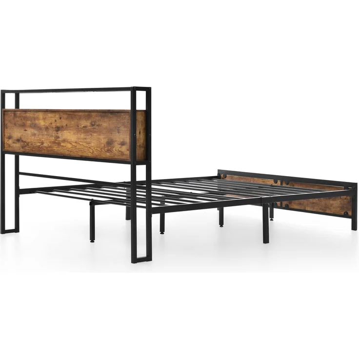 Metallbett mit Stauraum-Kopfteil & Metallgestell, 145x216x100 cm, Natural, ohne Matratze – Bild 6