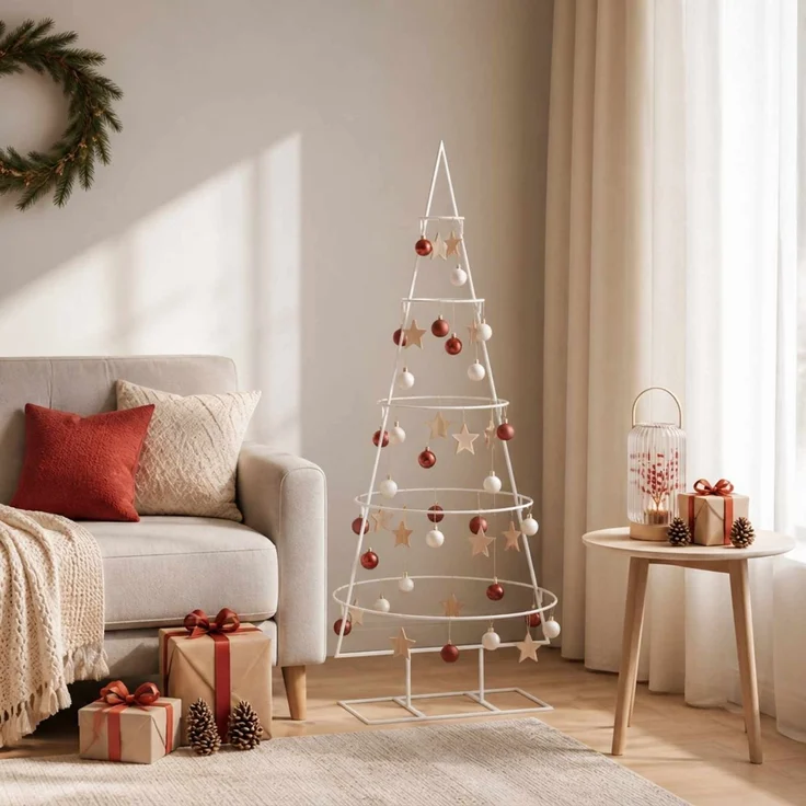 vidaXL Metall-Weihnachtsbaum mit Ständer KUOPIO 125 cm Stahl Weiß 42053800 – Bild 1